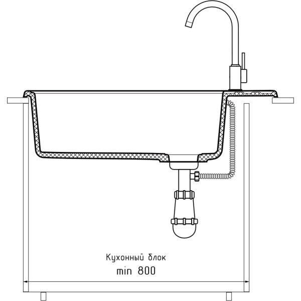 Мойка кухонная GranFest QUARZ GF-ZL-51 чаша+кр 760*480 (серый)