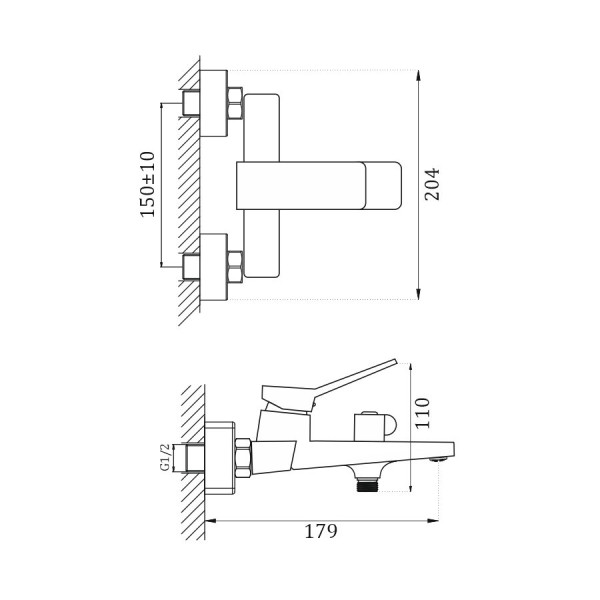 Смеситель для ванны HAIBA HB60818-7, латунь, черный