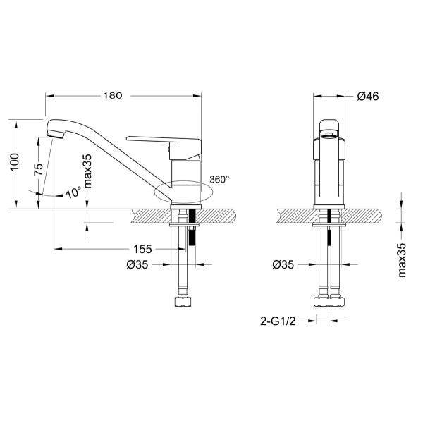 Смеситель Lemark Point LM0307C для умывальника с поворотным изливом, хром