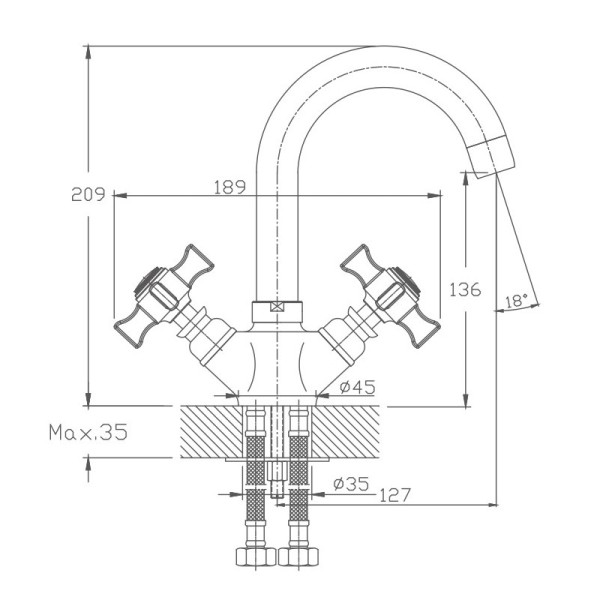 Смеситель для раковины HAIBA HB4524, латунь, хром