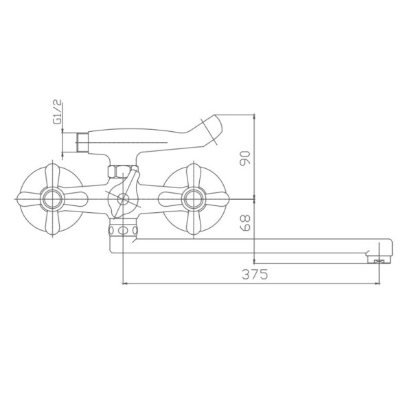 Смеситель для ванны HAIBA HB2225, длинный излив, латунь, хром