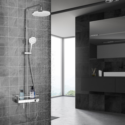 Смеситель Lemark Tropic LM7011C для ванны и душа термост. с верхней душ.лейкой "Тропич. дождь", хром