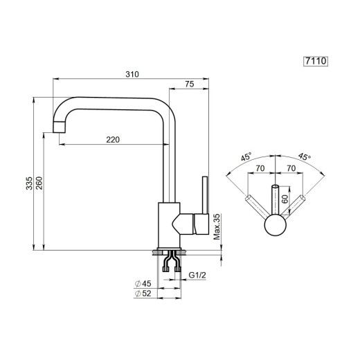 Смеситель Granula KS-7110 графит матовый