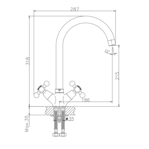 Смеситель для кухни HAIBA HB4119-5, латунь, сатин