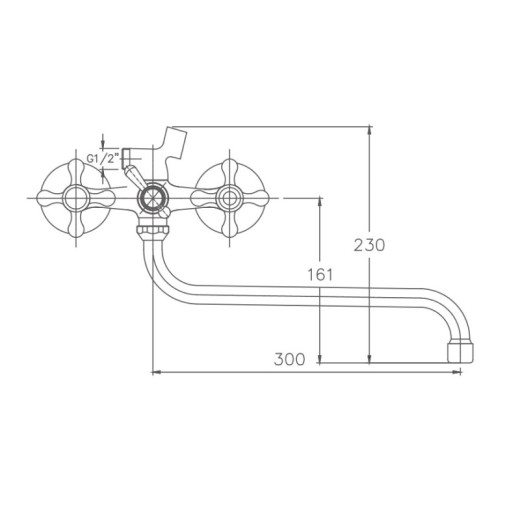 Смеситель для ванны HAIBA HB2226, длинный излив, латунь, хром