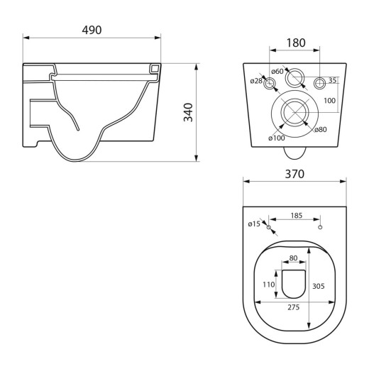 Унитаз подвесной Point Веста безободковый, белый, сиденье дюропласт микролифт быстросъем., PN41701