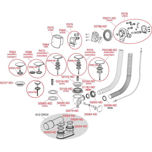 Сифон для ванны автомат с напуском воды через перелив, черный-мат, арт. A564BLACK-80