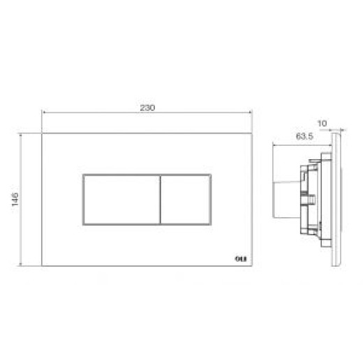 Панель пневматическая двойная OLI Karisma, пластик soft-touch черный, клавиши хром глянец