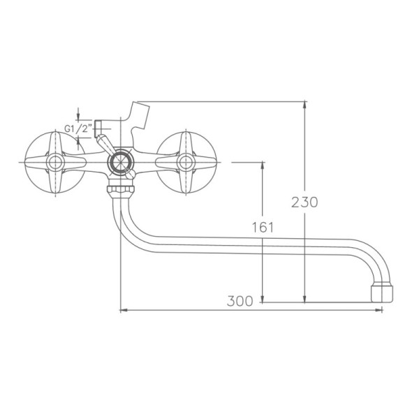 Смеситель для ванны HAIBA HB2220, длинный излив, латунь, хром