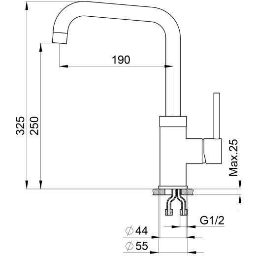 Смеситель Granula GR-0041 турмалин для кухни
