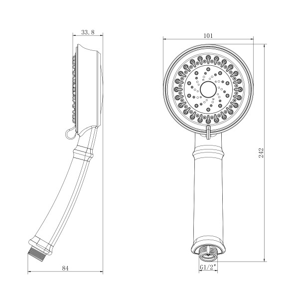 Душевая лейка Lemark LM8118C круглая 3-функциональная, диаметр 101х242 мм., хром