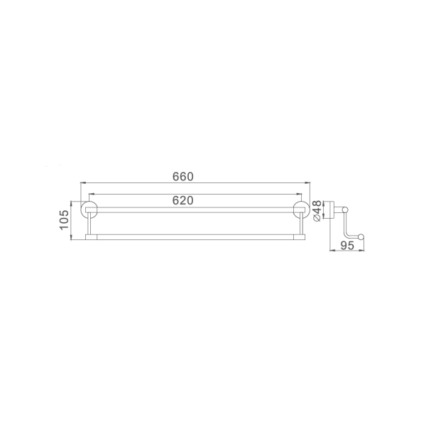 Держатель для полотенец HAIBA HB1709, двойной 600 мм, хром