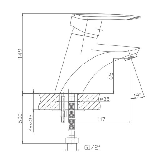 Смеситель для раковины HAIBA HB1007, латунь, хром