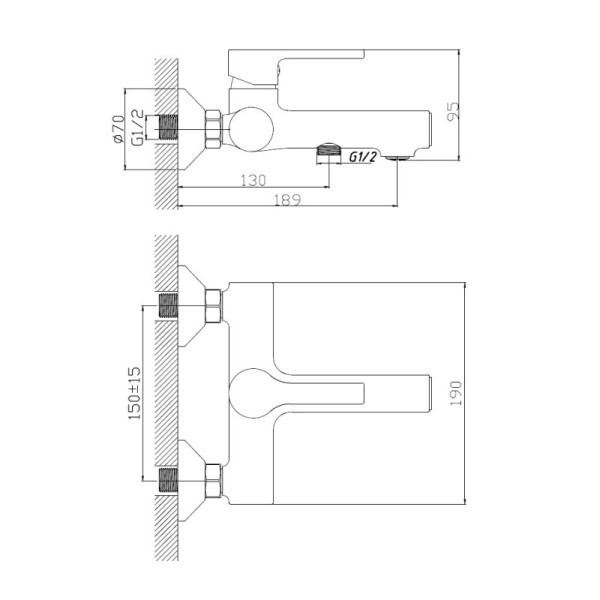 Смеситель для ванны HAIBA HB60652-7, латунь, черный