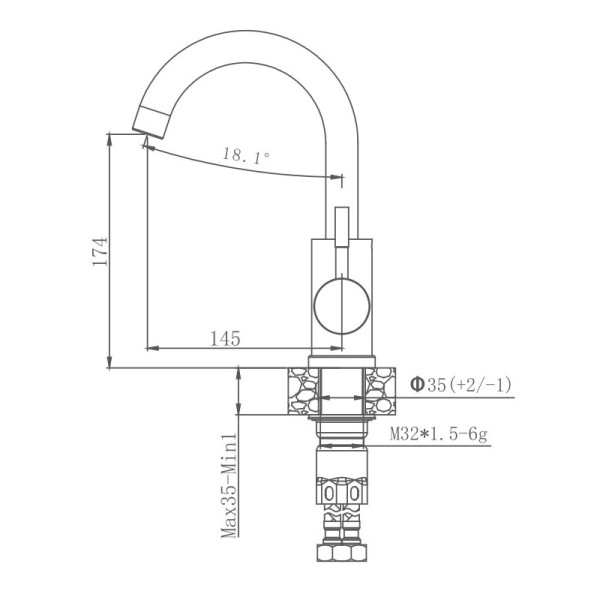 Смеситель для кухни HAIBA HB72304-3, нержавеющая сталь