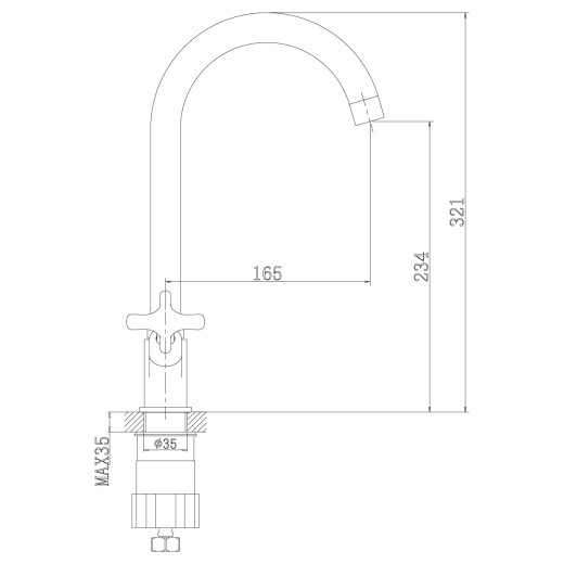 Смеситель Rossinka RS39-72U для кухни двуручный с поворотным изливом 321мм, хром