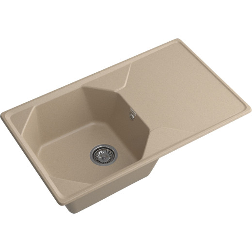 Мойка кухонная GranFest UNIQUE GF-U-840L чаш+кр 840*500мм песочный, мрамор