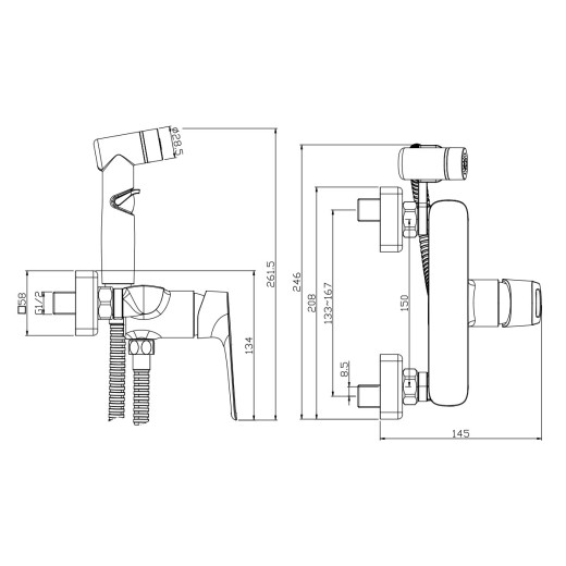 Смеситель Rossinka RS46-52 одноручный (35мм) с гигиеническим душем, хром