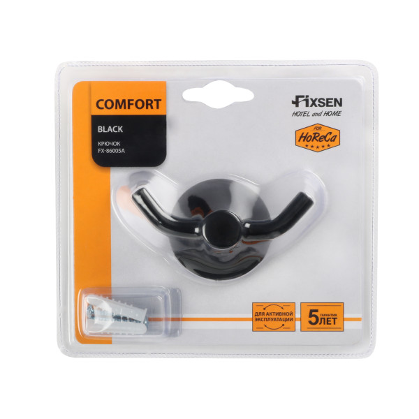 Fixsen COMFORT BLACK FX-86005A Крючок двойной, черный