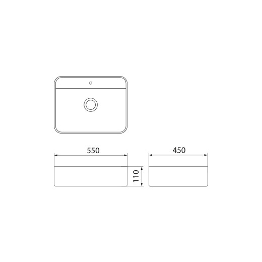 Умывальник накладной, прямоугольный, белый матовый, Point Меркурий 51, PN43833WM