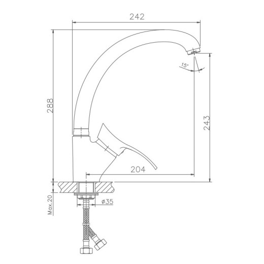 Смеситель для кухни HAIBA HB4101-2, латунь, хром