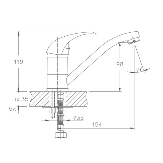 Смеситель для кухни HAIBA HB4515, латунь, хром