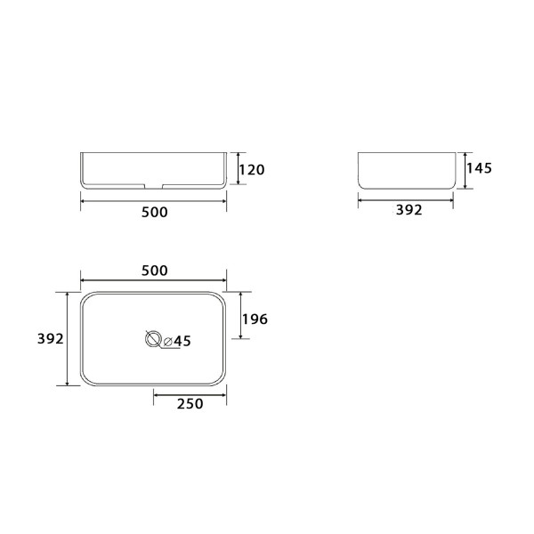 Умывальник накладной, прямоугольный Point Меркурий 50GM, цвет графит PN43832GM