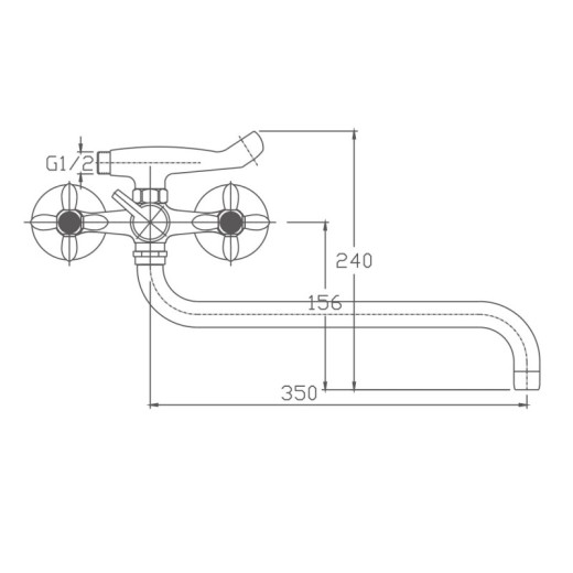 Смеситель для ванны HAIBA HB2018, длинный излив, латунь, хром