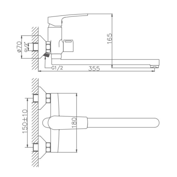 Смеситель для ванны HAIBA HB22587, длинный излив, латунь, хром