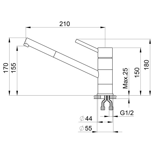 Смеситель Granula GR-0041 графит для кухни