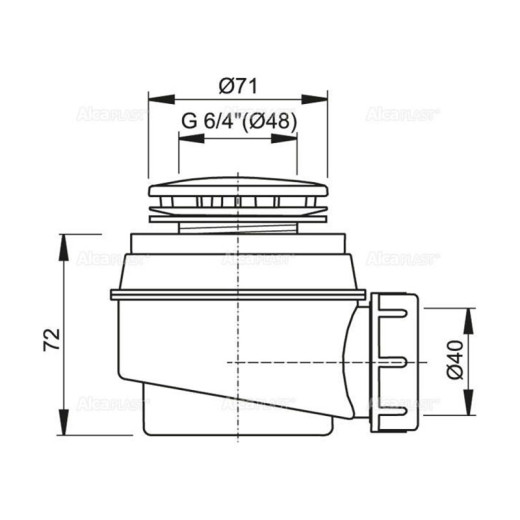 Сифон для душевого поддона хромированный, арт. A47CR-50
