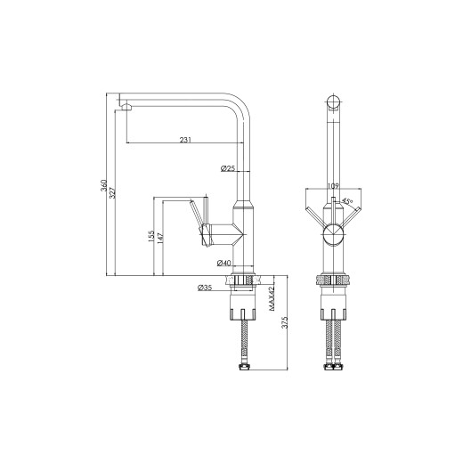 Смеситель Cersanit для кухни FLAVIS однорычажный, никель