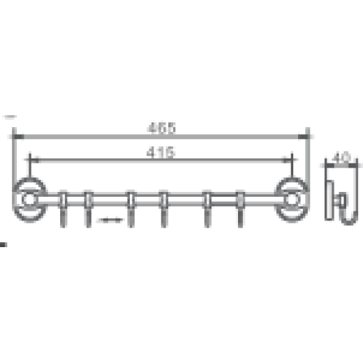 Крючок HAIBA HB1915-6 шестерной, хром