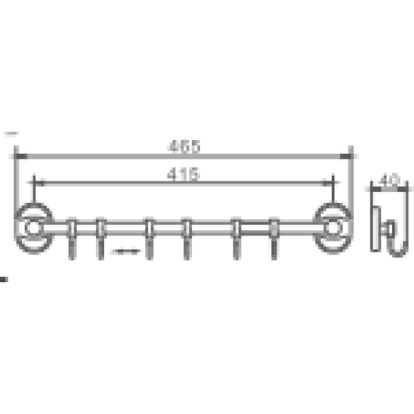 Крючок HAIBA HB1915-6 шестерной, хром