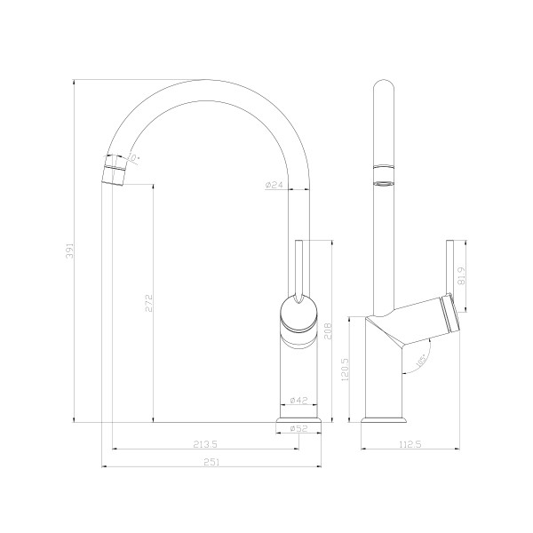 Смеситель Lemark Minima LM3805C для кухни с высоким поворотным изливом, хром