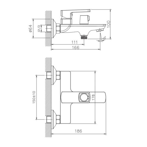 Смеситель для ванны HAIBA HB60176, латунь, хром