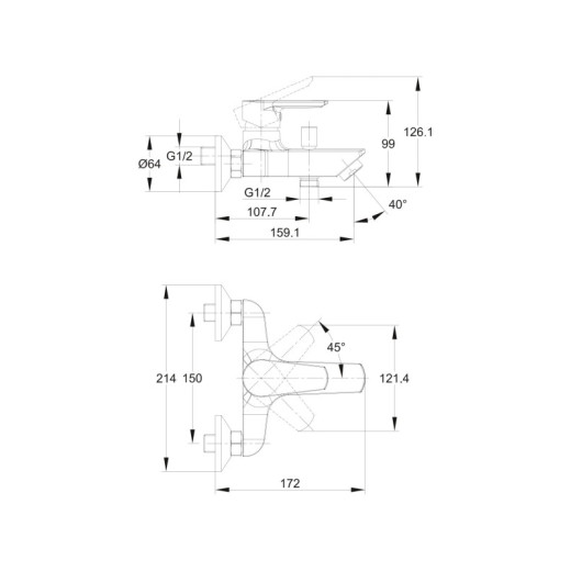 Смеситель Cersanit для ванны VERO однорычажный