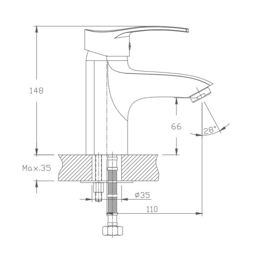 Смеситель для раковины HAIBA HB1070, латунь, хром