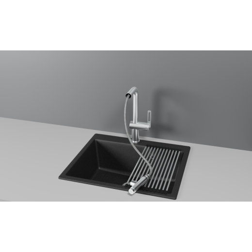 Смеситель Granula GR-8169 нержавеющая сталь с выдвижным изливом