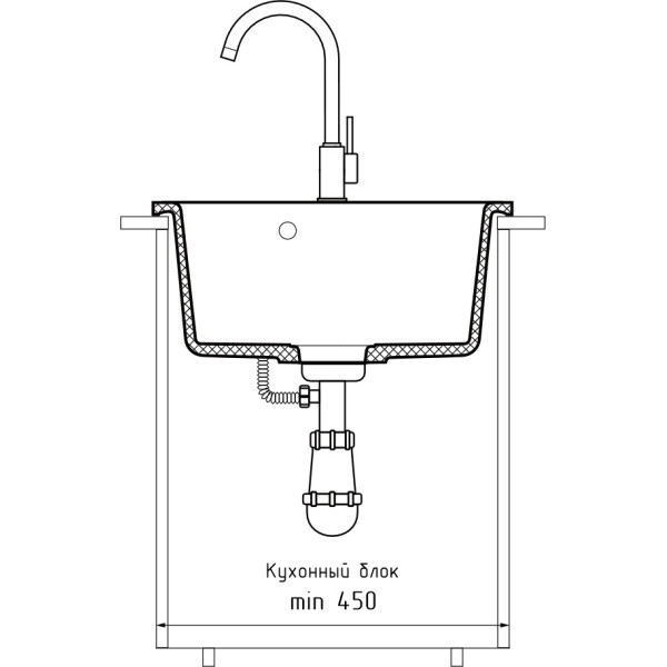 Мойка кухонная GranFest SMART 435  1-чаш D-435 песочный