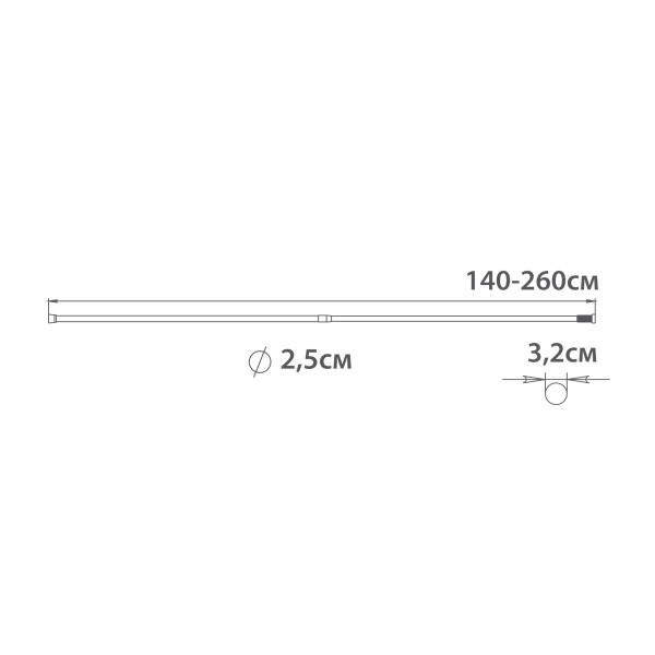 Fixsen FX-51-201 Карниз для ванной раздвижной 140-260 см, нерж.сталь-хром