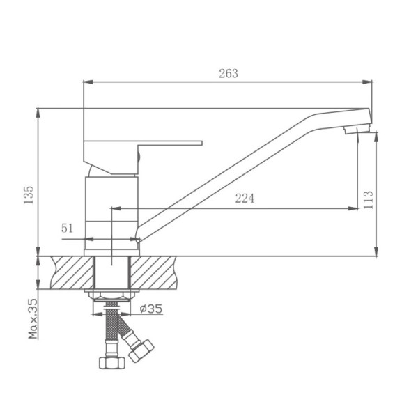 Смеситель для кухни HAIBA HB42802, нержавеющая сталь