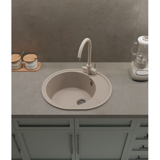 Мойка кухонная GranFest URBAN 857L  1-чаш+кр 620*480 песочный