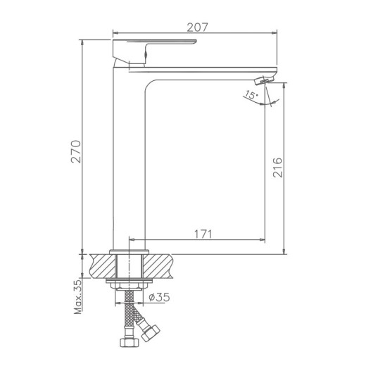Смеситель для раковины HAIBA HB11505, высокий, латунь, хром