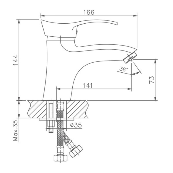 Смеситель для раковины HAIBA HB1001, латунь, хром