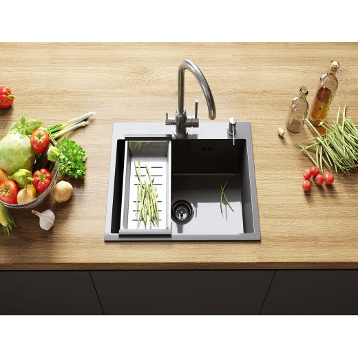 Мойка кухонная ULGRAN STEEL 500 Х 450, брашированная сталь