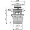 Водослив для умывальника click/clack 5/4", цельнометаллический с большой заглушкой, арт. A390