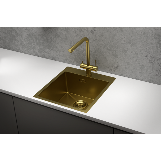 Стальная кухонная мойка Granula GR-4600 золото сатин