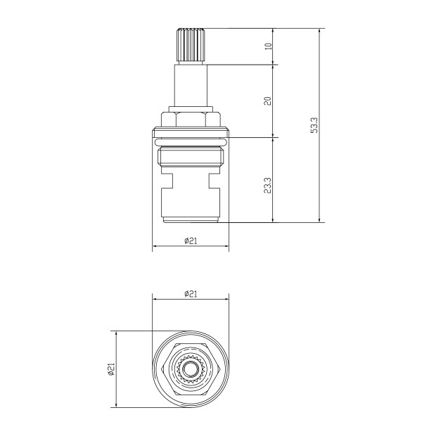 Кран-букса LM8096B-BL М18 х1.5 (20 шлицов) с керам. прокладками, поворот 90°, холодная, блистер