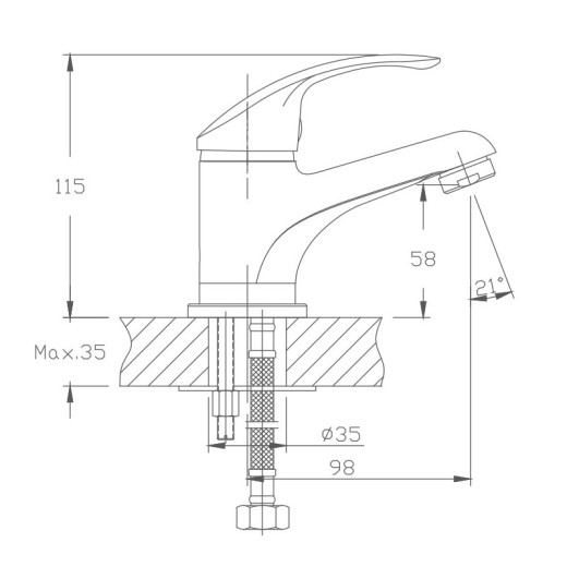 Смеситель для раковины HAIBA HB1036, латунь, хром